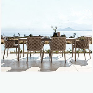 Lujo moderno cuerda tejida al aire libre mesa de comedor y sillas conjunto de muebles de exterior para Hotel Resort Villa jardín conjunto de muebles de exterior - Product Image 5