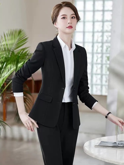 Black Suit Korean Style Slim Fit Navy Blue Business Suit Fashion Jacket