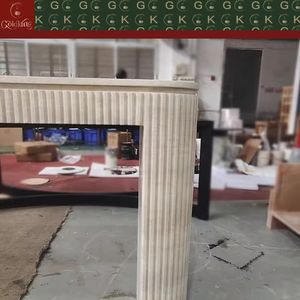 <span class=keywords><strong>Table</strong></span> d'entrée moderne en travertin GOLDKING, design cannelé en pierre beige, <span class=keywords><strong>console</strong></span> minimaliste, sur mesure pour la décoration de hall d'entrée de luxe - Product Image 3