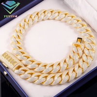 Cadena Cubana de Moissanita VVS al por Mayor para Hombre, de 13mm-22mm de Ancho, Plata de Ley 925, Chapada en Oro de 18k, Estilo Rapero