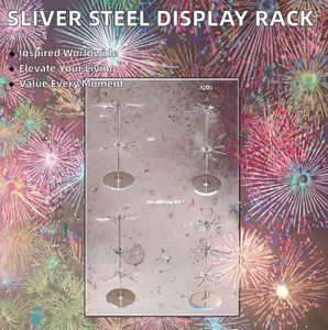 Support d'exposition en acier inoxydable métallisé chromé, 2 <span class=keywords><strong>étagère</strong></span>s, autoportant, couleur argent - Product Image 6