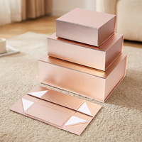 Boîtes cadeaux pliables magnétiques en or rose, emballages rigides pliables pour l'expédition de cadeaux