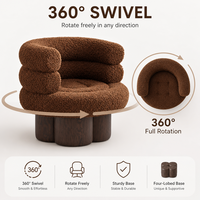 Fauteuil simple moderne Sherpa pour petit appartement, structure en placage de noyer, confortable, en laine, pour salon et mobilier de maison