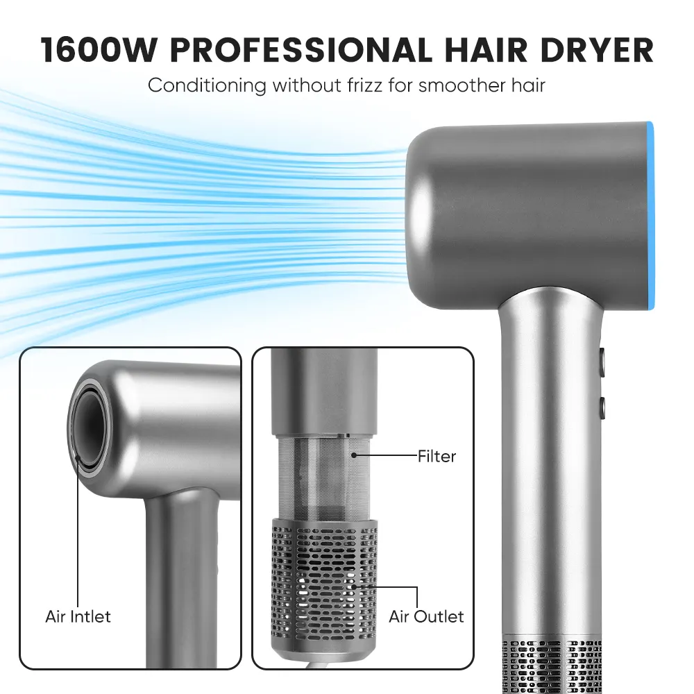 BLDC Motor Haartrockner 3 in 1 Profession eller ionischer Haartrockner One Step Hot Brush Styler Leafless 110000 U/min Hochgeschwindigkeits-Haartrockner