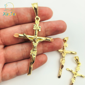 Charme <span class=keywords><strong>croix</strong></span> classique plaqué or tricolore 14 carats, accessoire élégant et polyvalent pour tenue quotidienne - Product Image 4