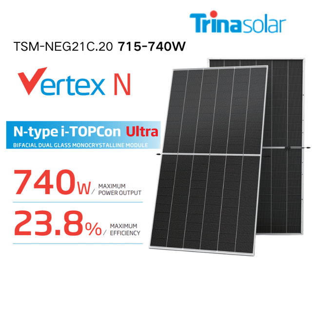 Trina N-Type Bifacial solar panels 550W 600W 700W 710W 720W 725W 730W 735W 740W 750W N Type for home solar energy system