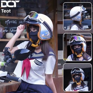 <span class=keywords><strong>Casque</strong></span> 3/4 rétro certifié 3C pour femme, idéal pour l'été, la moto, le scooter, les balades et les trajets quotidiens, toutes saisons, avec visière transparente - Product Image 6