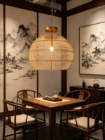 Luminaire suspendu en rotin fait main, lustre en bambou tressé, LED à intensité variable, garantie de 2 ans pour hôtel, restaurant, style zen japonais