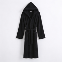 Albornoz con Capucha Negro de Invierno Personalizado, de Algodón Puro, Grueso, de Secado Rápido y Absorbente, Unisex, para Uso en Hoteles