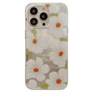 Clear Flower Pattern Printing Phone Back Cover For iPhone 14 Pro Max Design Phone Case