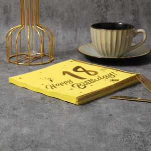 Happy Birthday Gold Foil Napkins 330x330mm Disposable Party Tissues Birthday Occasion - Product Image 4