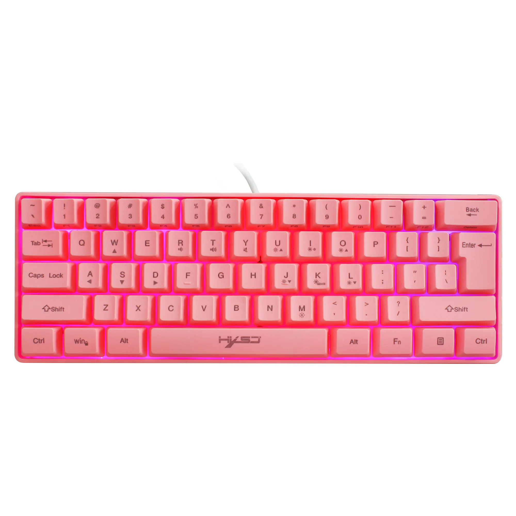 Wholesale PInk Black Membrane MINI USB Wired 61 Keys RGB Gaming Keyboard