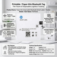 Étiquette/Traceur intelligent jetable Bluetooth ultra-mince imprimable avec garantie d'un an, compatible PC