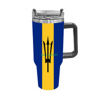 Gobelet isotherme de 40 oz avec drapeau de la Barbade, anti-fuite, en acier inoxydable à double paroi, pour boissons chaudes et froides, thé, eau