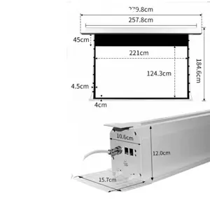 ホームシネマ用リモコン付き電動テンション電気スクリーン吊り天井に凹型