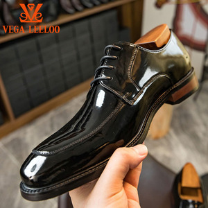 أحذية رجالية رسمية فاخرة من الجلد اللامع، أحذية أوكسفورد من الجلد الطبيعي للأعمال والزفاف - Product Image 4