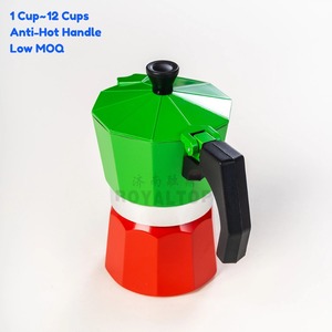 Cafetière manuelle italienne expresso cafetière Moka personnalisée rouge vert en aluminium coffret cadeau avec boîte en papier colorée - Product Image 3