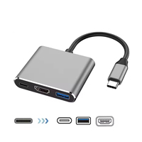 Adaptor pengisian daya Usb Hub USB C ke 4K HD, konverter Multiport Usb 3 dalam 1 stasiun Dok USB3.0