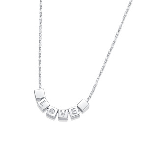 Collar <span class=keywords><strong>de</strong></span> Plata S925 con Letra LOVE, Moissanita, Cadena Cruzada Delicada a la Altura <span class=keywords><strong>de</strong></span> la Clavícula, Certificado GRA, Estilo Chic <span class=keywords><strong>para</strong></span> Mujer - Product Image 5