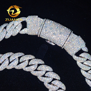 Ajuste de mosaico de moda 18mm cadena cubana Moissanite GRA certificado Pass Diamond Tester 925 Miami collar de cadena de eslabones cubanos - Product Image 1
