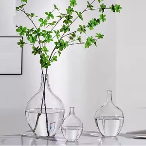 Vase de décoration moderne Vases à fleurs de table en verre gris clair Ballon Transparent Rond Grand <span class=keywords><strong>Ventre</strong></span> Grand Vase en verre pour déco - Product Image 2