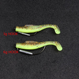 Señuelo Suave de TPR 8cm Flotante Cola en T Bicolor Gusano Larva Paquete de 6 para Pesca de Atún Salmón en Río Silenciador de Bebé para Exportación - Product Image 5