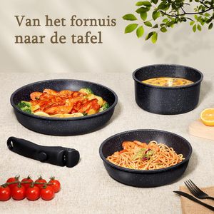 Ollas y Sartenes de Alta Calidad con Asas Desmontables, Cerámica Negra Antiadherente, Juego de Utensilios de Cocina de Aluminio Forjado - Product Image 3