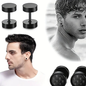 Boucles d'oreilles classiques minimalistes en acier inoxydable 316 en forme de barre avec placage PVD, conçues pour hommes - Product Image 6