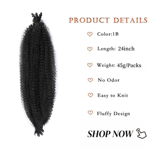 Estensione per capelli sintetici all'uncinetto <span class=keywords><strong>Marley</strong></span> Twist, ricci afro voluminosi da 24 pollici, 45g, design personalizzato, confezione personalizzata, a basso prezzo - Product Image 2