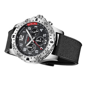 Montre solaire DF North Edge MACH 2 pour homme, style business décontracté, quartz, verre minéral, acier inoxydable, chronographe à 3 aiguilles, sports de plein air - Product Image 1