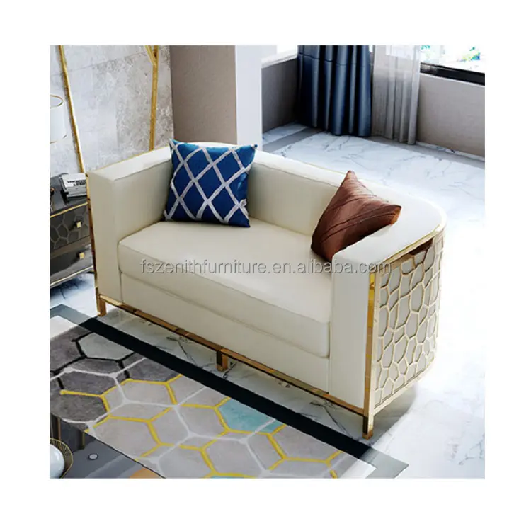 Zhongyi divano a due posti di lusso con struttura moderna in acciaio inossidabile dorato per soggiorno