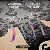 VALORANT Collection Porte-clés Porte-clés mousqueton en alliage de métal avec Phantom M4 & Karambit Knife Fashion Vintage Cartoon Style