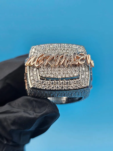 Lujo para hombre Iced Out Hip Hop joyería personalizada 925 plata esterlina Moissanite diamante letra anillo regalo personalizado - Product Image 6
