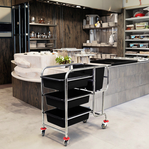 Vente de fournitures de <span class=keywords><strong>restaurant</strong></span> établi en acier inoxydable ensemble argenté emballage de style personnalisé chariot de collecte moderne en acier inoxydable - Product Image 6