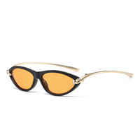 Gafas de Sol de Moda con Marco Pequeño Estilo Ojo de Gato, Patillas Metálicas Anudadas, Diseño Único para Mujer
