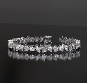 Bracelet tennis en moissanite pour hommes et femmes, plaqué or blanc, argent sterling 925, bracelets éternité en forme de poire pour tous les jours - Product Image 4