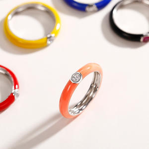 Anelli alla Moda F1675 Unisex con Gemme, Anelli con Zirconia Cubica, Incastonatura a Castone, Pietra Rotonda, Gioielli Regalo - Product Image 5