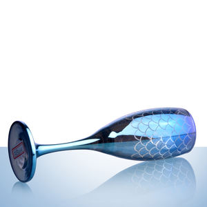 FLY-Juego de 3 piezas de vidrio hecho a máquina, con Color azul y grabado <span class=keywords><strong>l</strong></span>áser, patrón de báscula de pescado, alta calidad, venta al por mayor, 2021 - Product Image 4