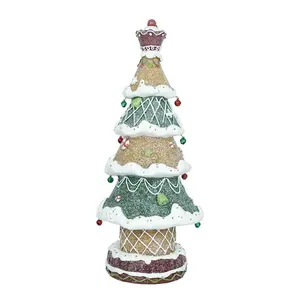 En Gros La Main personnalisé LED Résine Artisanat De Noël arbre en forme de maison En Pain D'épice De Noël Décoration