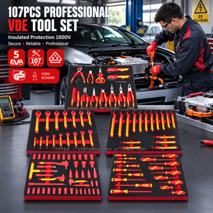 107Pcs Electrician <b>Tool</b> Set 1000V Insulated GS Certified 5 Drawer EVA <b>Foam</b> Tray Socket Wrench Kit for Electrical Automotive Work - Product Image 2