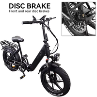 Vélo électrique pliable EB20-099 20 pouces sans balais au lithium 48V 1000W 15AH 7 vitesses, cadre en alliage d'aluminium, pneus larges, freins à disque