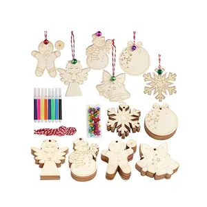 Custom Shape Christmas Decorations S 2023 Laser Cut Xams Pendant Gift Deer Unfinished Wooden Christmas Ornaments For Kids Diy