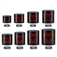 Bocaux en plastique PET ambré avec couvercle à vis noir, protection UV, conteneur cosmétique pour crème de soin de la peau, gommage corporel et facial