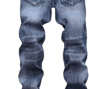 Jeans de Mezclilla Azul Vintage de Corte Ajustado para Hombre con Parches en las Rodillas y Detalles Desgastados, Estilo Casual Y2K Hip-hop - Product Image 2