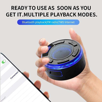Haut-parleur portable étanche IPX6 en plastique avec ventouse, lumière RGB, radio FM sans fil pour chevet, salle de bain et douche
