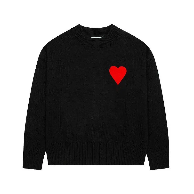 नए डिजाइनर लक्जरी पुरुषों के प्यार दिल की कढ़ाई बुना हुआ स्वेटर पुरुषों के लिए उच्च गुणवत्ता वाले ऊन बुनाई स्वेटर