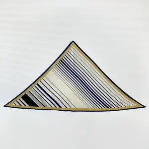 Fresh Simple Striped Triangle Scarf for Spring and Summer Adult Department Made of Polyester Leaf Pattern