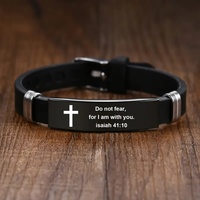 Pulseras de Silicona Suave Religiosas de Acero Inoxidable Haomi, Accesorios de Moda Personalizados, Pulsera Cristiana con Versículos Bíblicos