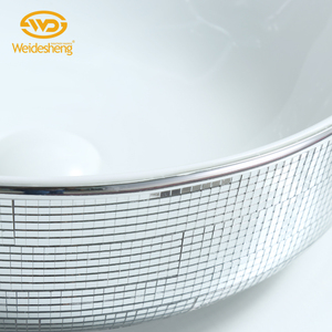 Lavabo da bagno in ceramica con lavabo rotondo in argento e argento lavabo a superficie solida - Product Image 6