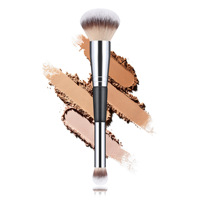 Pinceau rond et plat pour fond de teint privé de luxe à double extrémité Étiquette Pinceau de maquillage professionnel unique Logo personnalisé